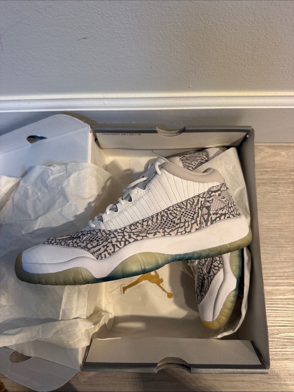Jordan Kids White and Gray Elephant Print Sneakers